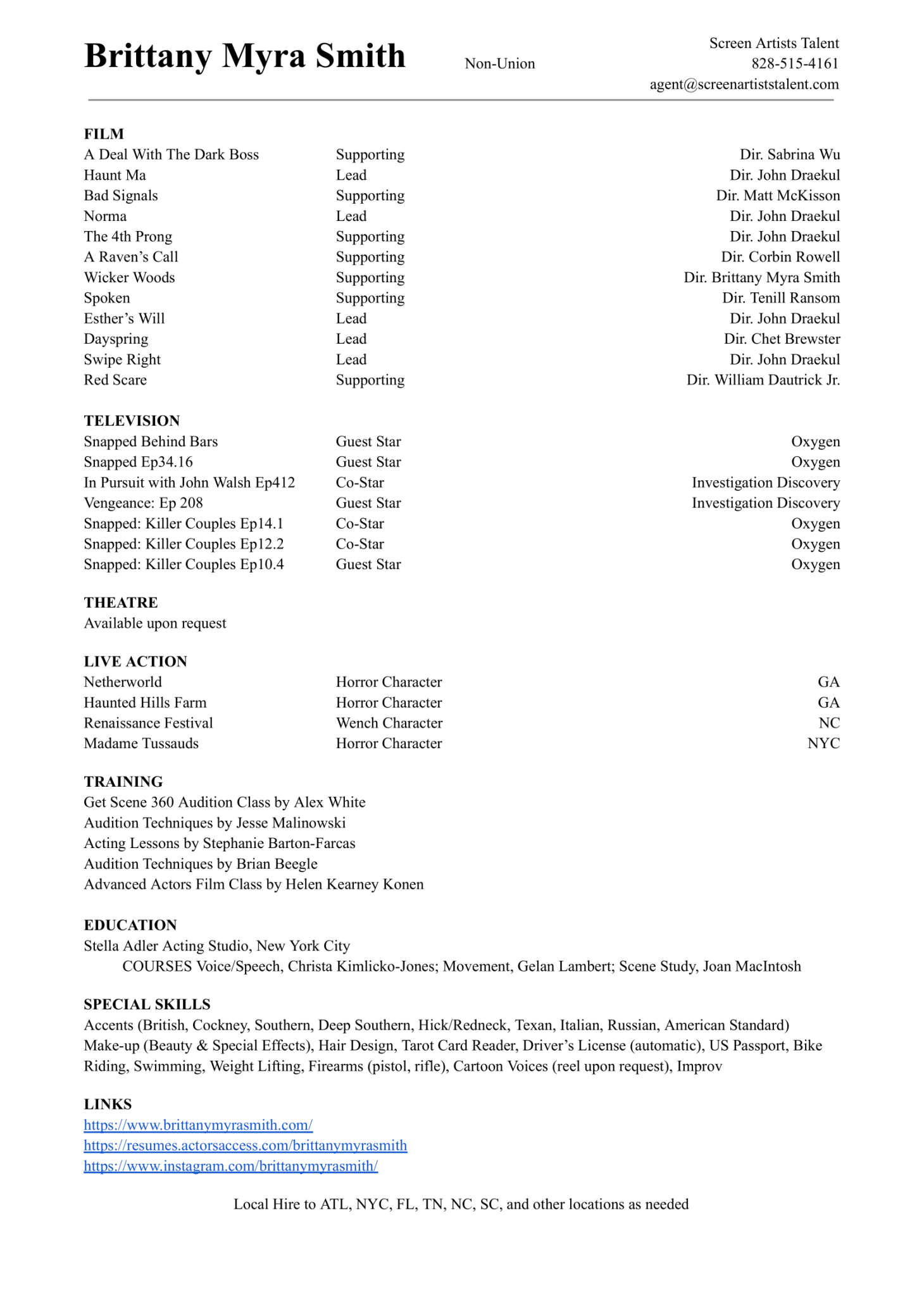 Brittany Mya Smith Resume